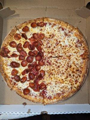 Half Cheese Half Pepperoni Large Pizza