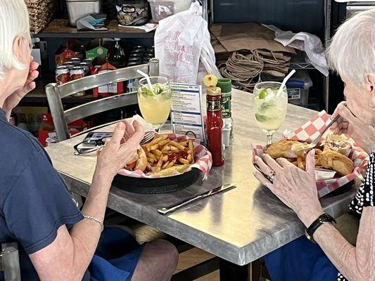 Fried fish and drinks