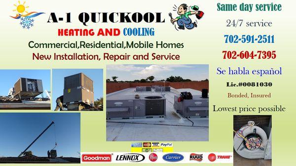 Air Conditioning, same day service and repair, Commercial, Residential and Mobile Homes