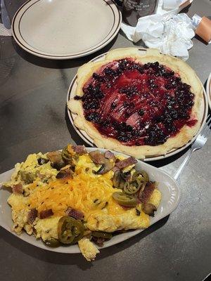 Some kind of omelet hash and huckleberry pancake - both were delicious!