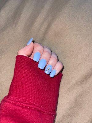 My nails! I love the Chanel sticker and she placed it perfectly