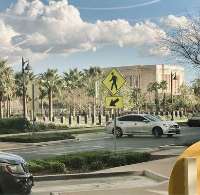 View of Temple - looking out window IJ Visitors Center 2/21/24
