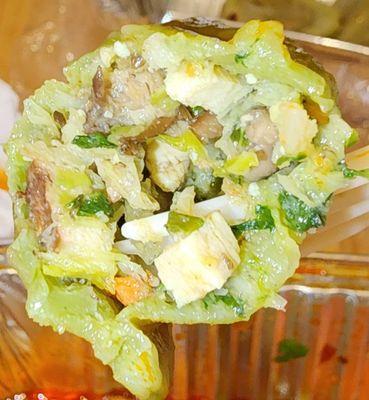 Mushroom spinach boiled dumpling.