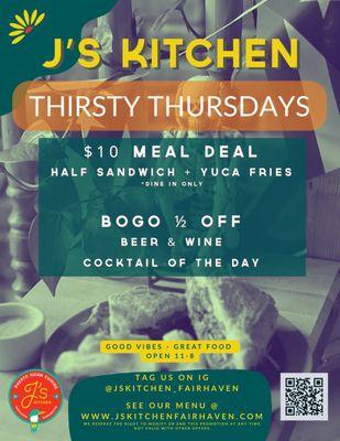 Now offering a Thirsty Thursday!