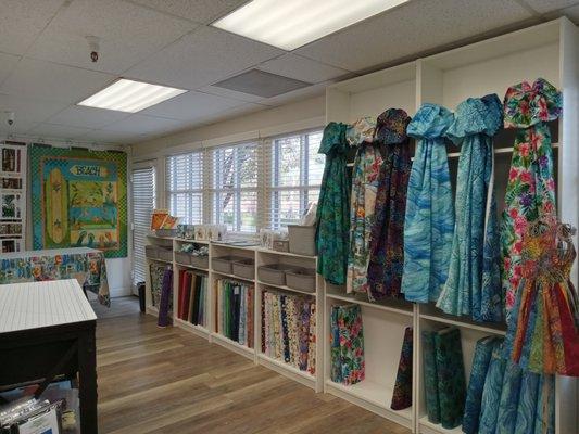 Included in this photo are our 6 "exclusive" fabrics on display. These are fabrics only available at Quilt Passions!