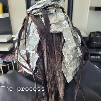 Her first time with highlights was super exciting! She also choose a nice wolf cut to go with it