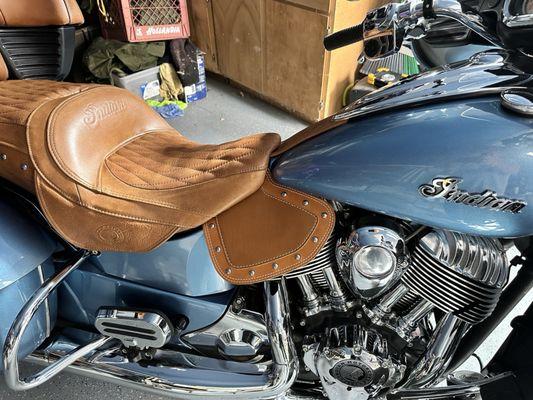Heat shield on an Indian Roadmaster from Captain Itch