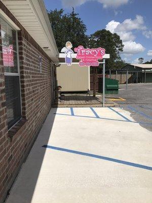 Entrance on side of building