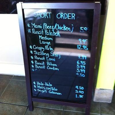 Short Order list....