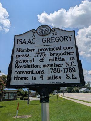 Isaac Gregory Historical Marker