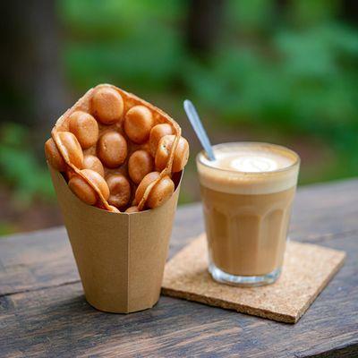 Coffee Latte and Bubble Waffle
