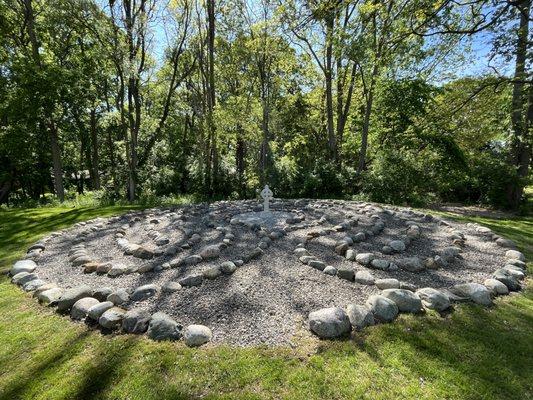 Our prayer labyrinth is open for anyone's use at any time. It is located behind Lawnridge Hall on our property.