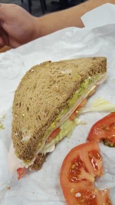 Half of the turkey avocado sandwich. Huge!