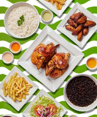 Rotisserie Chicken, Rice, Black Beans, plantains......