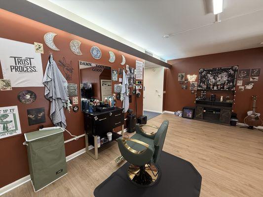 Coffee bar and barber station