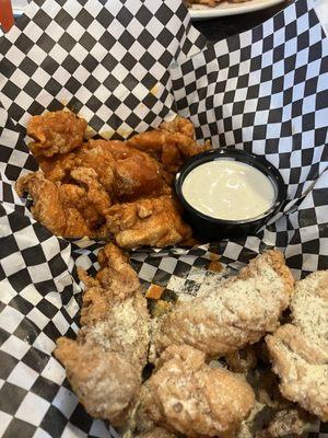 Buffalo and dill pickle rub boneless wings