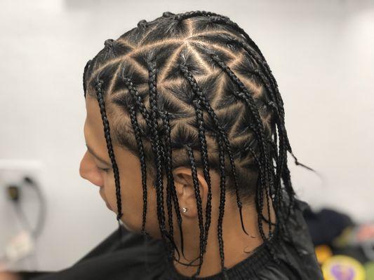 Natural Triangle Box Braids