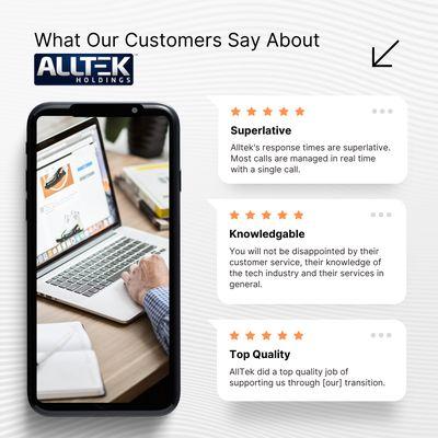 See What Our Customers Are Saying!
Alltek Holdings is a Top Rated IT Service Provider for business in Metro-Atlanta.