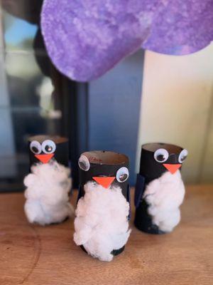 When the little ones get to pick where the eyes are placed on penguin crafts, you get some silly looking penguins!