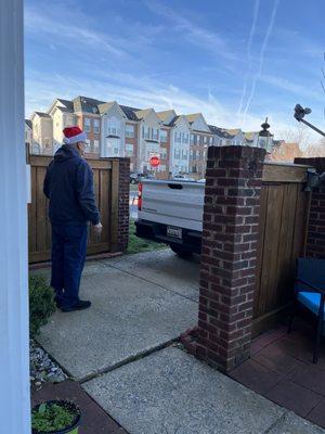 Joe and Mark of Sleep Heavenly Peace. They delivered and build two twin beds for my Grandsons!