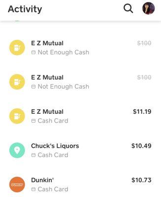 You can see the two consecutive $100 charges to my card right after I used my card at their store