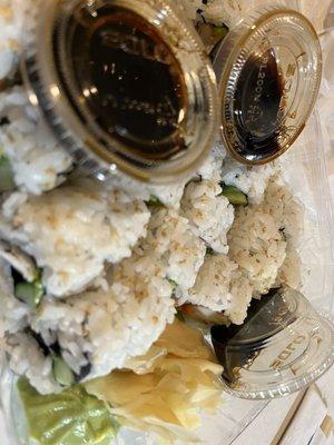 This is a few California rolls. As you can see, this is an amateur sushi chef.