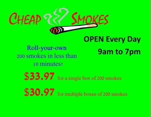 Cheap Smokes Simple (and low) Pricing