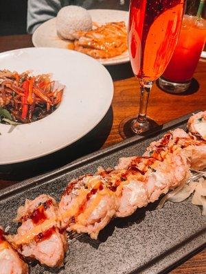 Yankee Roll, Chicken Teriyaki, Strawberry bellini, the Zombie