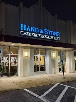 Front entrance at night