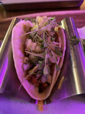 Chicken pastor taco.