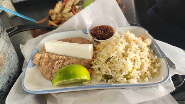 Rice & beans that come with fajitas