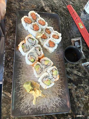 Sushi rolls- spicy tuna and california roll