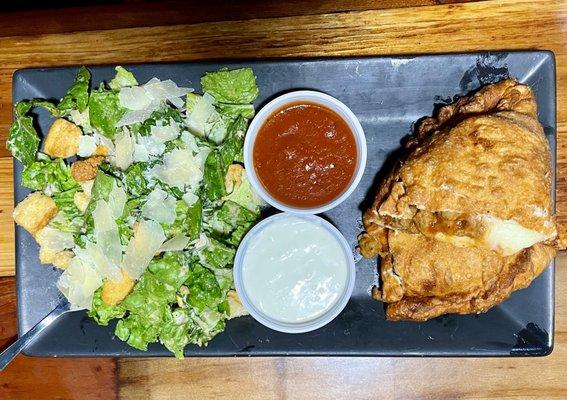 Calzone and side salad