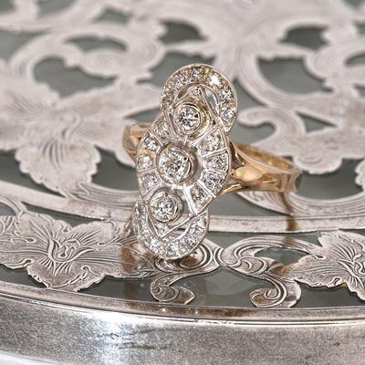 14k white and yellow antique, art-deco, estate ring featuring .47ctw diamonds. $1197