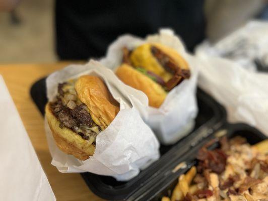 Goat (left) and fantastic burger (right)