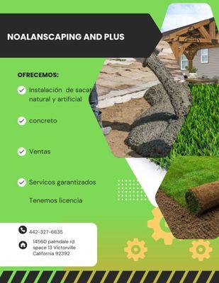 Servicios de sácate natural-artificial y concreto