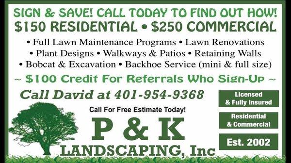 Our Referral & New Customer Special Savings