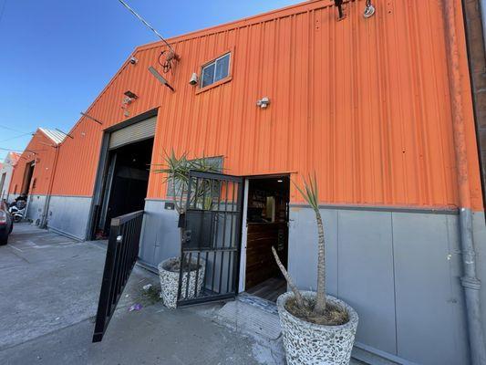 Entrance to office with a mini Brazilian market