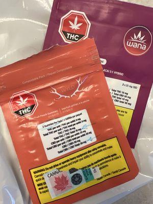 2 packs of 2, 25mg CBD + 5mgTHC gummies From Vancouver, BC Canada