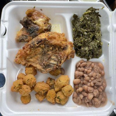 Fried Chicken Beans Fried Okra Turnip Greens