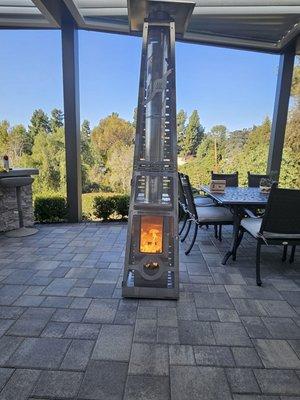 My new addition to the patio. Revere Elite Model  - 90k Btu wood pellet patio heater.