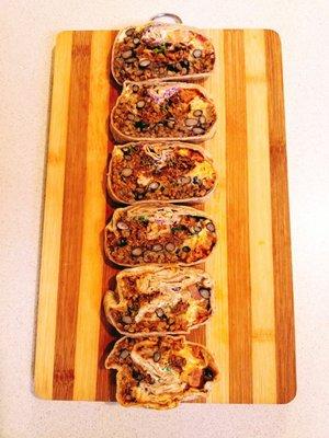 I ate 1/2 of my delicious shredded beef burrito and then sliced it cold later.