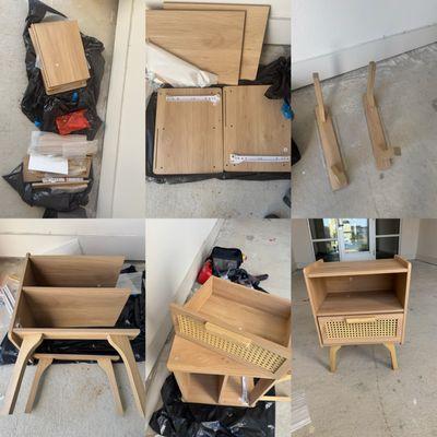 This was a small corner table that was assembled