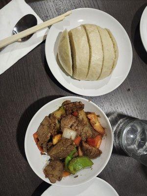 Main dish: beef shapta and tingmo