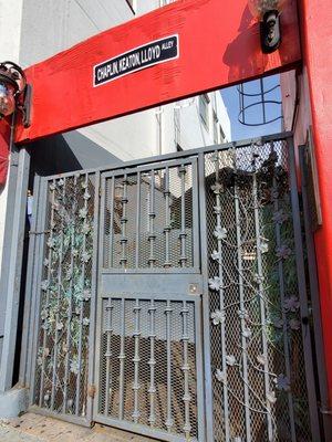 Locked gate/ street sign