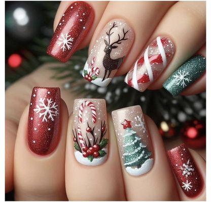 Full set acrylic gel with Christmas design 2026
