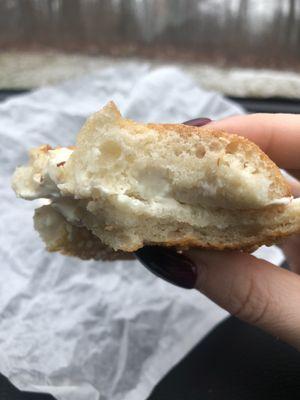Sesame Bagel with pathetic amount of cream cheese