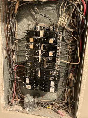 Damaged panel that needs replacing. if yours looks like this, it needs to be replaced.