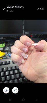 Not a month and nails fall off... to fix one they asked for $48.... it costed $65 and they didn't make it through the month