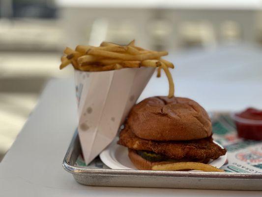 Nashville Hot Sandwich and Fries